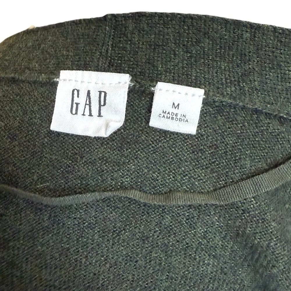 GAP Open Front Longline Textured Olive Green Cardigan Size M #1902 - Picture 2 of 6
